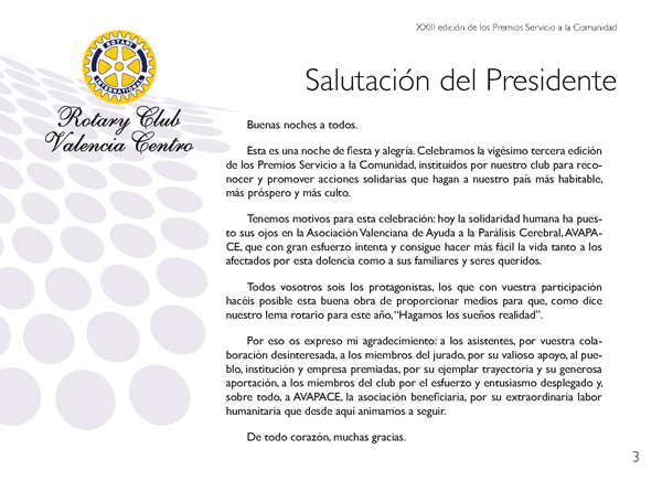 Salutación del Presidente